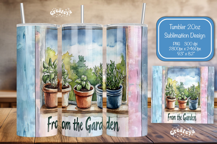 Garden Summer Tumbler Wrap PNG Skinny 20oz Seamless wrap