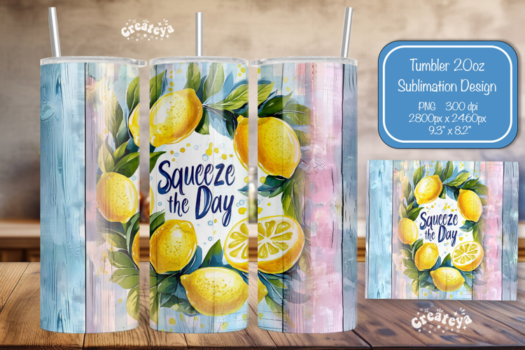 Lemon Summer Tumbler Wrap PNG Skinny 20oz Seamless wrap