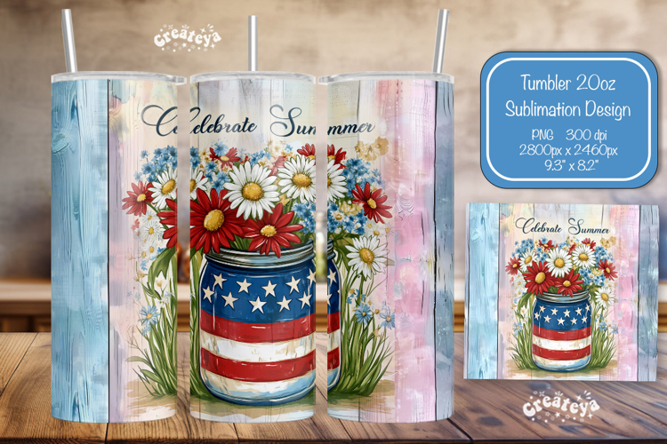 Flower Summer Tumbler Wrap PNG Skinny 20oz Seamless wrap