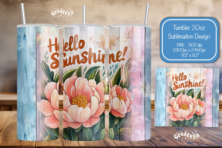 Flower Summer Tumbler Wrap PNG Skinny 20oz Seamless wrap