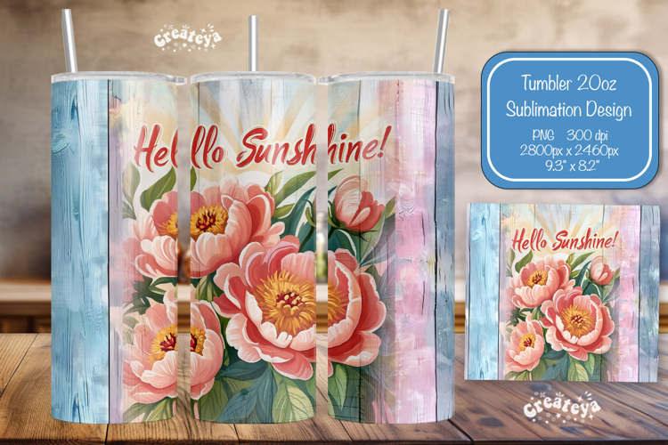 Flower Summer Tumbler Wrap PNG Skinny 20oz Seamless wrap