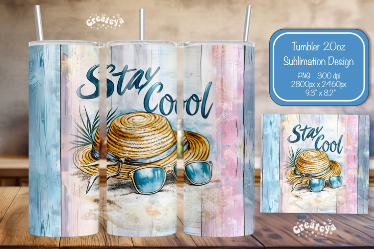 Beach Summer Tumbler Wrap PNG Skinny 20oz Seamless wrap