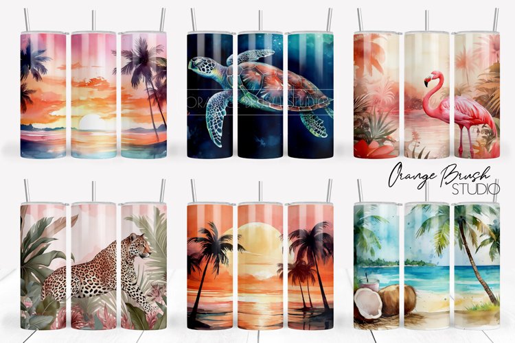 Summer Tumbler Wrap Bundle 6 PNG Sublimation Design