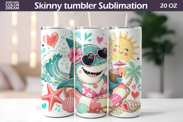 Shark Tumbler Wrap | Summer Seamless Tumbler Wrap