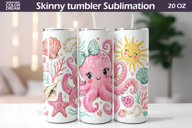 Octopus Seamless Tumbler Design | Beach Sublimation