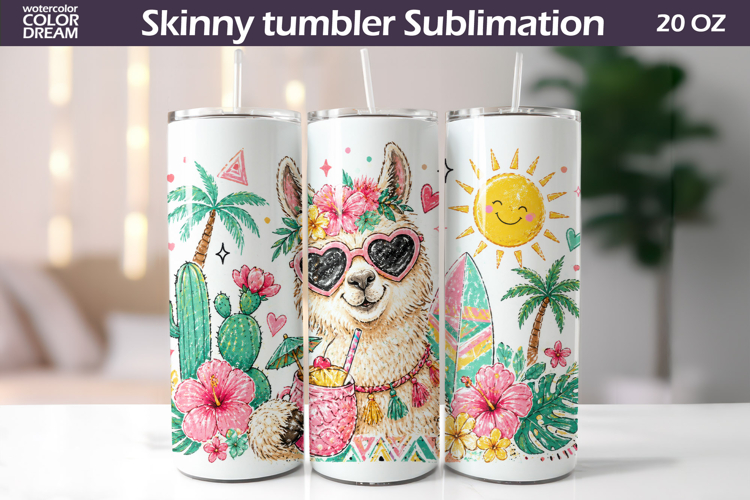 Summer Llama Tumbler | Tropical Sublimation