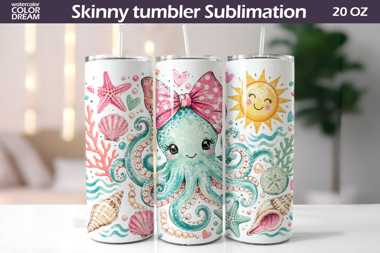 Octopus Tumbler Wrap | Summer Sublimation