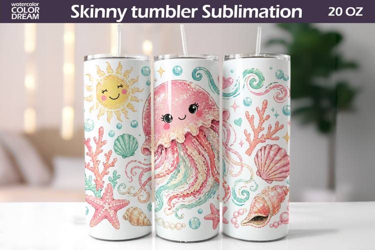 Cute Jellyfish Wrap | 20 Oz Skinny Tumbler