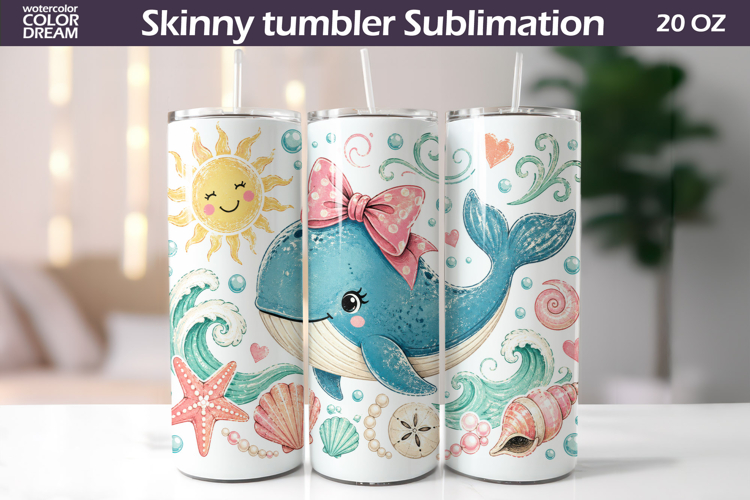 Cute Whale Wrap | 20 Oz Skinny Tumbler