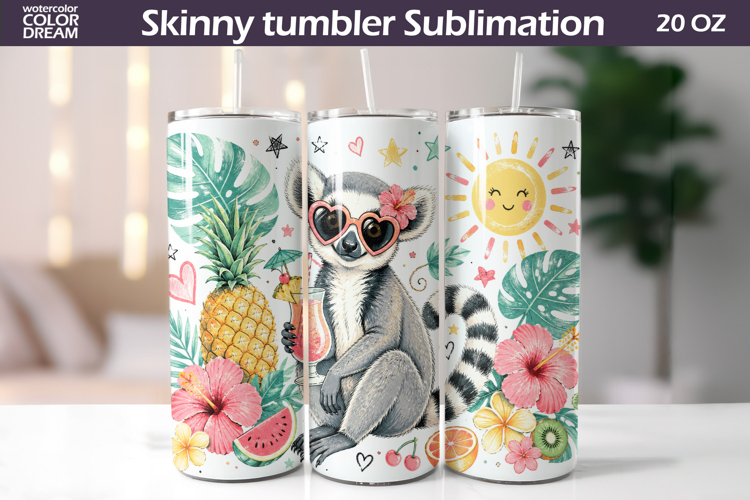 Tropical Lemur Wrap | 20 Oz Skinny Tumbler