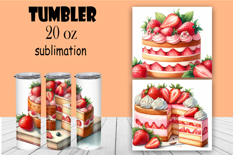 Cake Tumbler PNG 20 oz Dessert Tumbler Wrap Sublimation