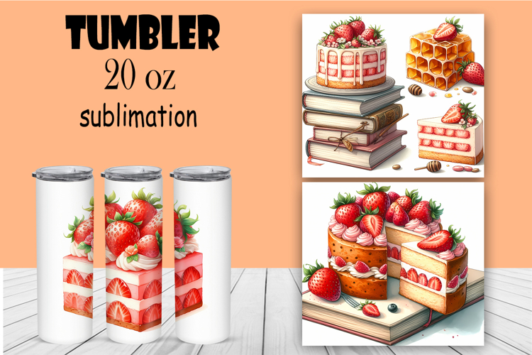Cake Tumbler PNG 20 oz Dessert Tumbler Wrap Sublimation