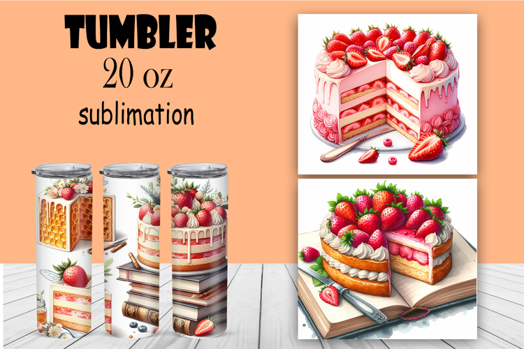 Cake Tumbler PNG 20 oz Dessert Tumbler Wrap Sublimation