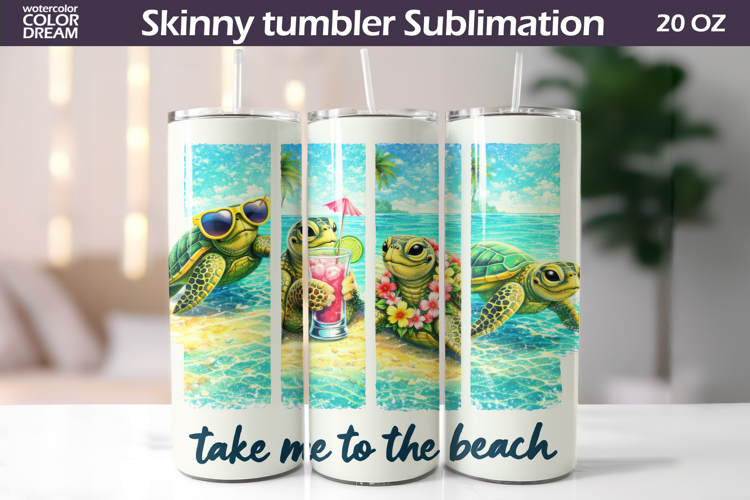 Sea Turtle Tumbler Wrap | Summer Tropical Beach Tumbler