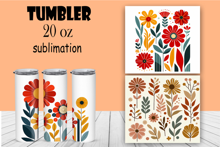 Summer Floral Tumbler. Watercolor Flower Tumbler Wrap
