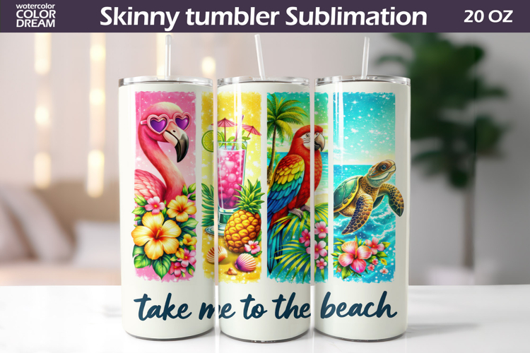 Summer Animals Tumbler Wrap | Tropical Beach Tumbler