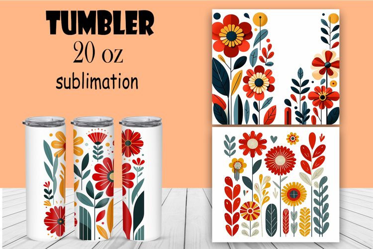 Summer Floral Tumbler. Watercolor Flower Tumbler Wrap