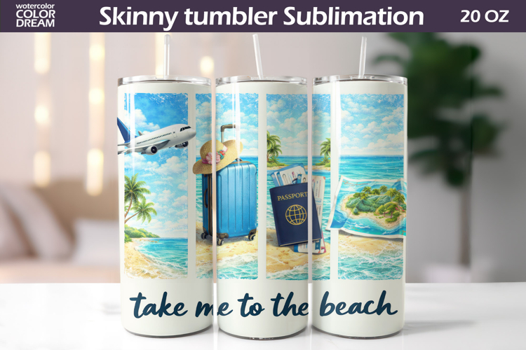 Summer Travel Tumbler Wrap | Tropical Beach Tumbler
