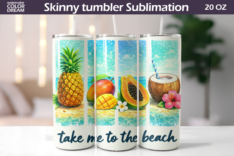 Summer Fruits Tumbler Wrap | Tropical Beach Tumbler