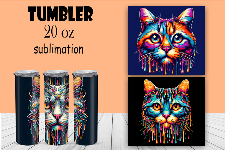 Cat Tumbler Wrap Sublimation PNG for 20oz Tumbler