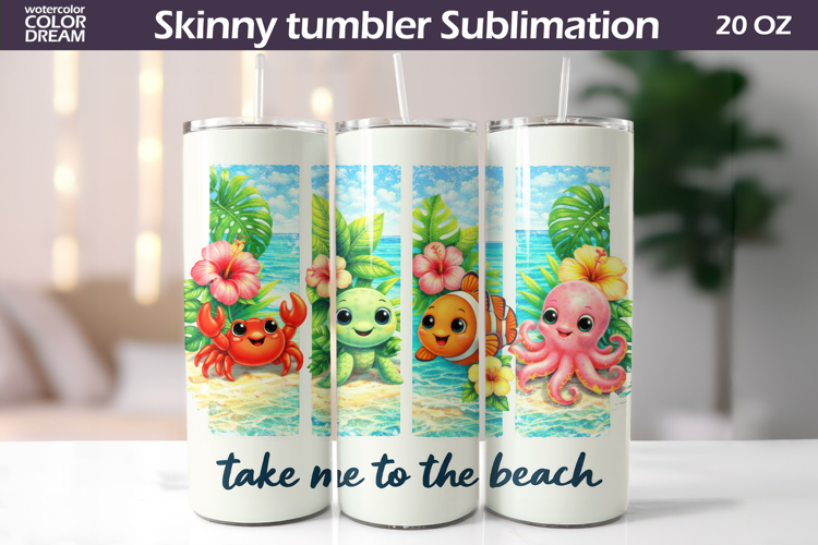 Summer Flamingo Tumbler Wrap | Tropical Beach Tumbler