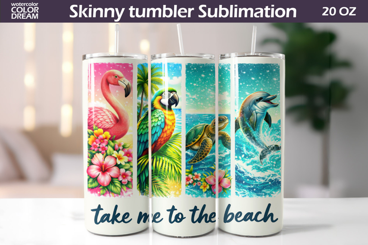 Summer Animals Tumbler Wrap | Tropical Beach Tumbler