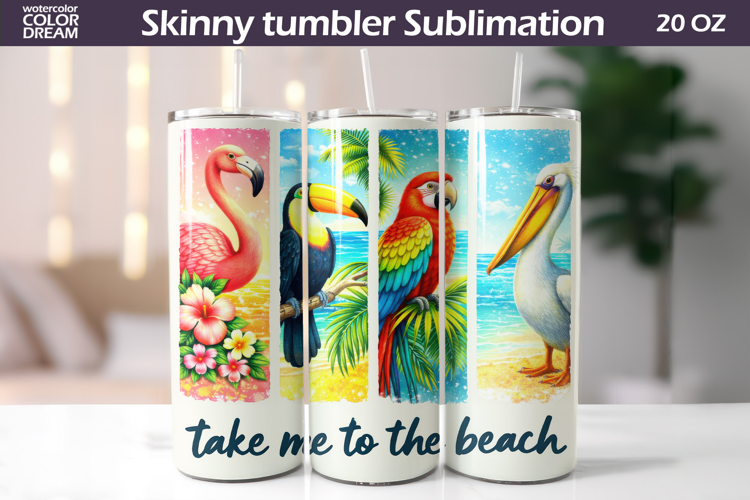 Summer Animals Tumbler Wrap | Tropical Beach Tumbler