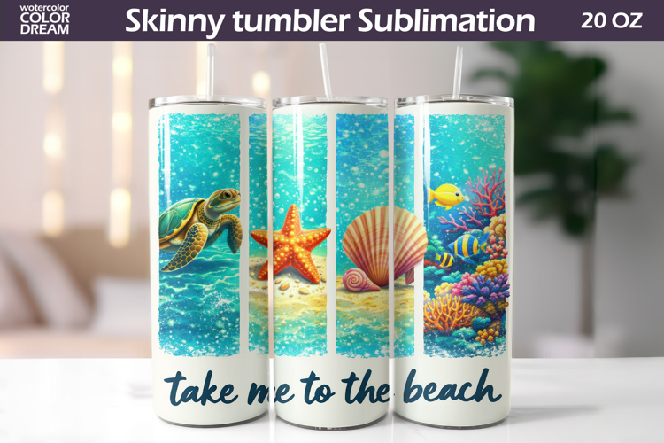 Summer Sea Ocean Tumbler Wrap | Tropical Beach Tumbler
