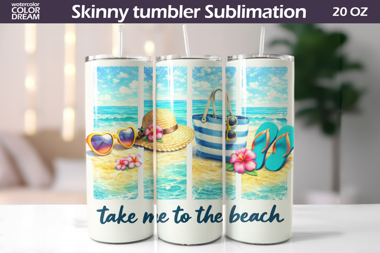 Summer Sea Ocean Tumbler Wrap | Tropical Beach Tumbler