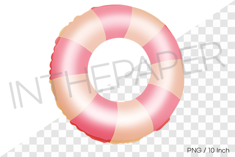 Pink stripe inflatable swim ring PNG summer vacation clipart