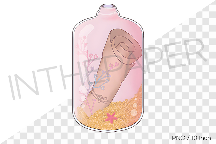 Message in a beach glass bottle PNG summer beach clipart