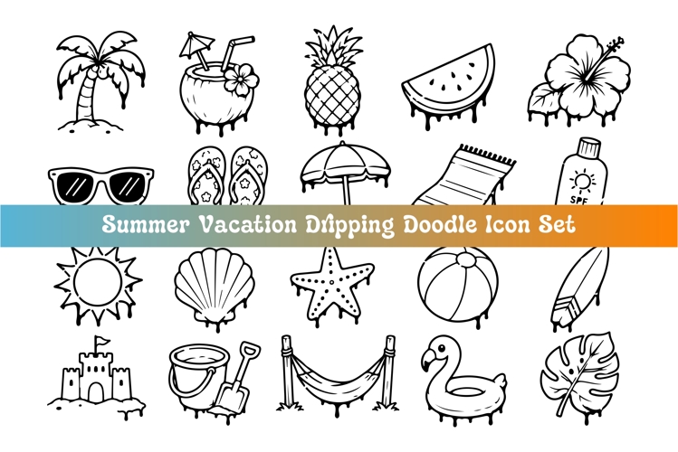 Summer Vacation Dripping Doodle Icon