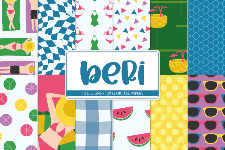 Summer Digital Paper for Vacation Scrapbooking