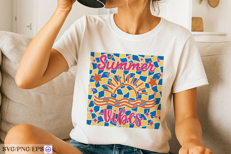 Retro summer vibes seamless pattern with sun waves Design