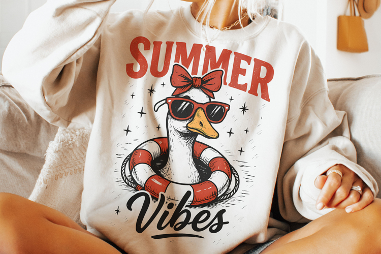 Summer Vibes PNG, Goose Summer PNG, Beach PNG, Retro Summer