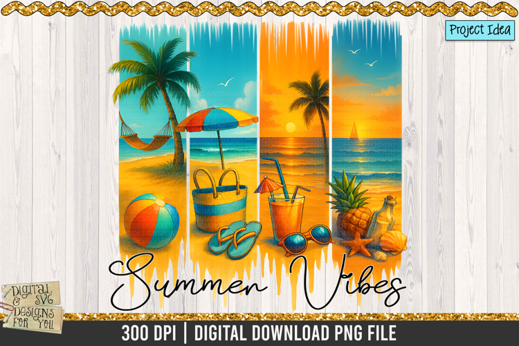 Summer Vibes png | Brush Stroke png | Beach Scene png