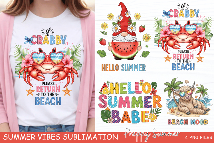 Preppy Summer Sublimation Bundle, Hello Summer Gnome
