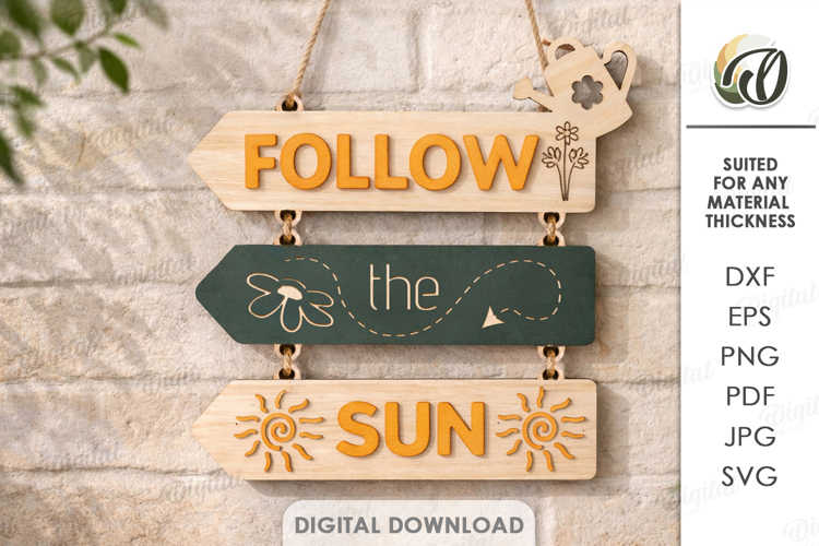 3D Summer Wall Decor Laser Cut. Follow the Sun SVG