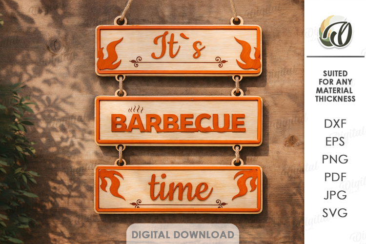 3D Summer Wall Decor Laser Cut. Its barbecue time SVG