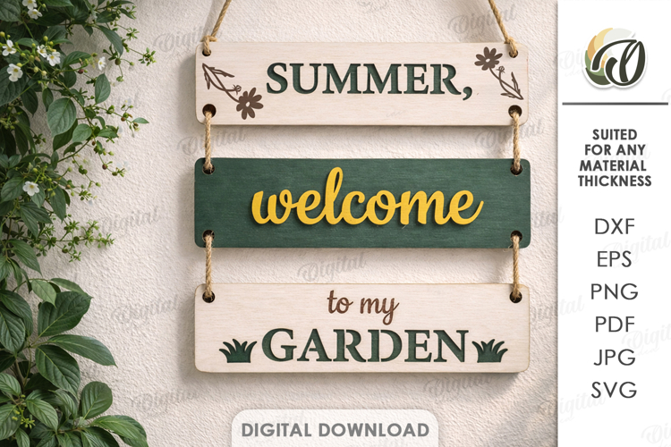 3D Summer Wall Decor Laser Cut. Summer welcome to my garden