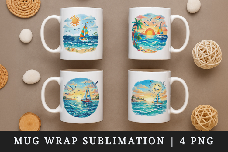 Summer mug wrap printable sublimation design