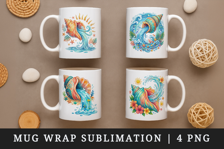 Summer mug wrap printable sublimation design