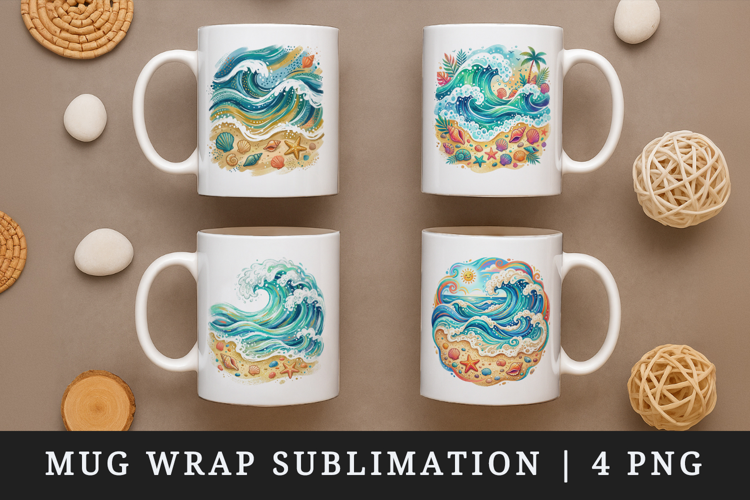 Summer mug wrap printable sublimation design