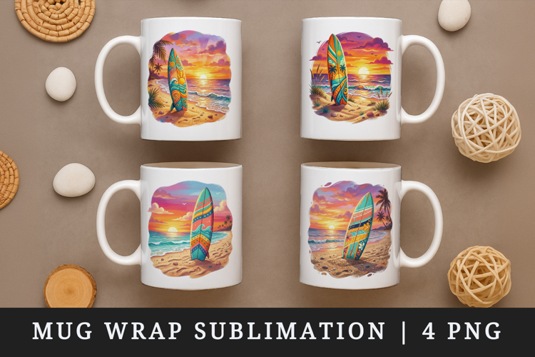 Summer mug wrap printable sublimation design