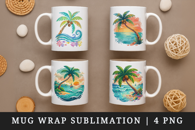 Summer mug wrap printable sublimation design