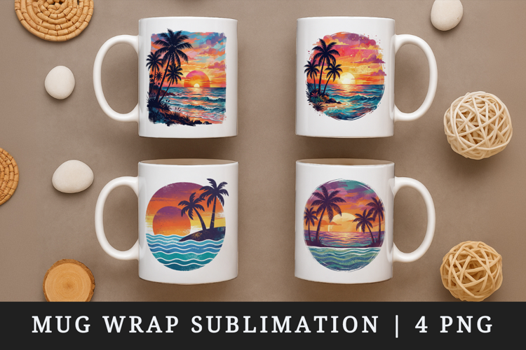 Summer mug wrap printable sublimation design