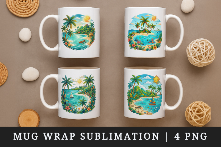 Summer mug wrap printable sublimation design