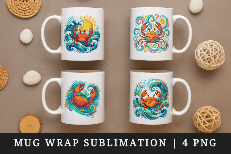 Summer mug wrap printable sublimation design