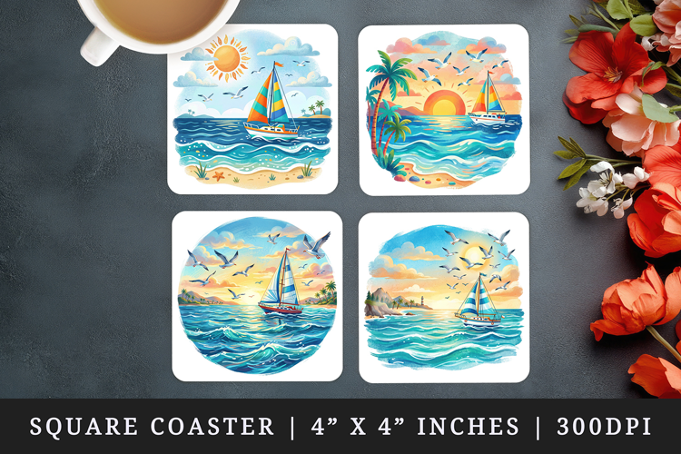 Summer square coaster sublimation, coasters design