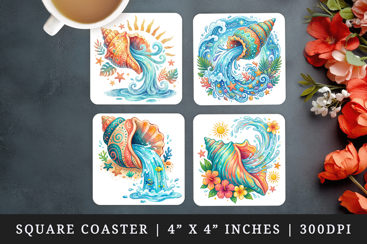 Summer square coaster sublimation, coasters design